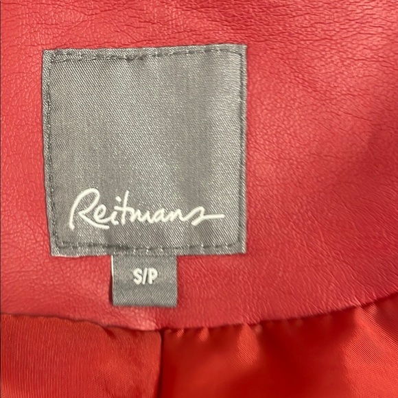 Women's Brick Red Faux Leather Jacket Fitted Pockets Front Zipper Size S - Picture 9 of 16